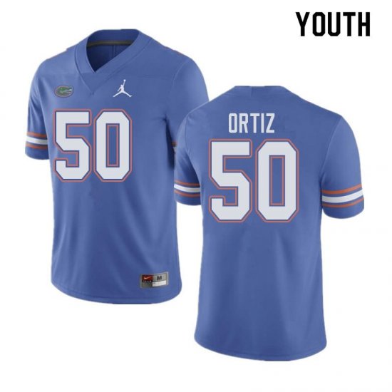 Youth Florida Gators #50 Marco Ortiz NCAA Jordan Brand Blue Authentic Stitched College Football Jersey YIJ0062IU